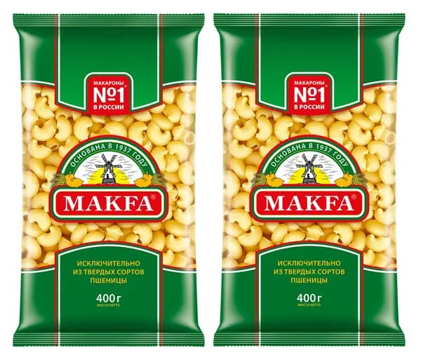 Изделия макаронные Улитки тм"Макфа" 400гр * 2 пачки