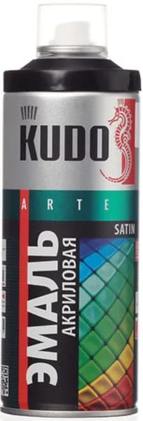 KUDO Satin KU-0A9005 Эмаль аэрозольная акриловая черная (0,52л)