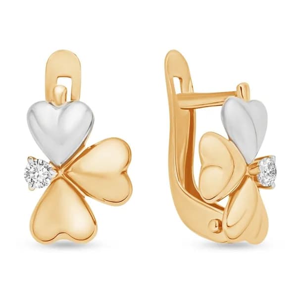 Серьги детские с фианитами из красного золота 375 пробы 585GOLD