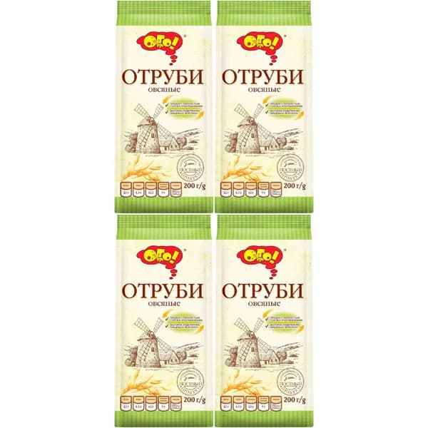 Отруби Ого! овсяные 200 г, набор: 4 штуки