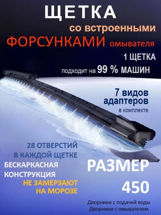 Щетка стеклоочистителя 450 мм с форсунками омывателя