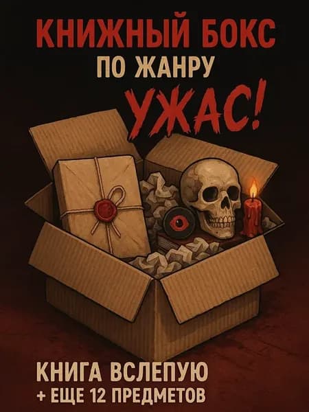 Книжный бокс с подарками и книгой вслепую жанр Ужас