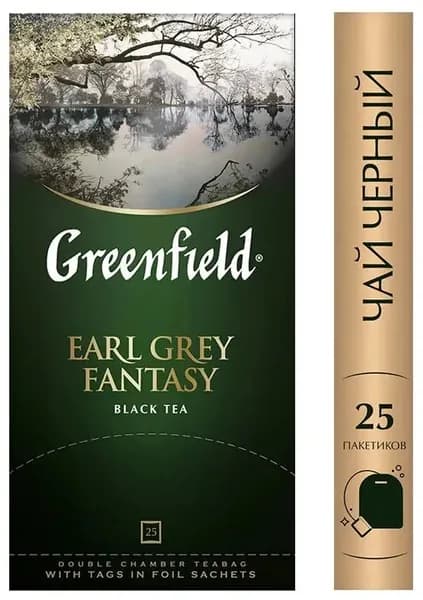 Чай в пакетиках черный Greenfield Earl Grey Fantasy, 25 шт. Бергамот