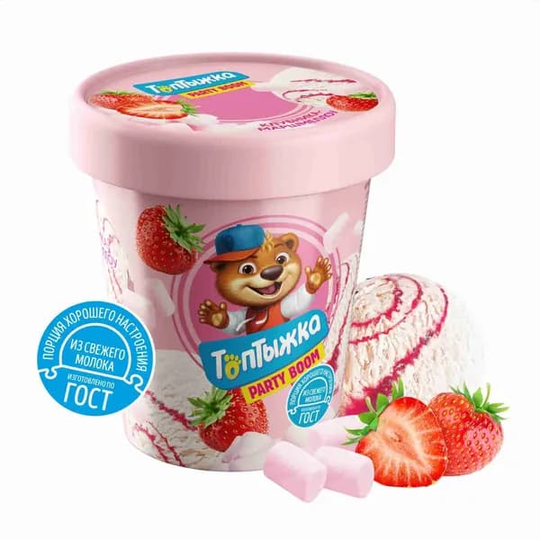 Пломбир Суфле Клубника-Маршмеллоу Топтыжка, 300 г