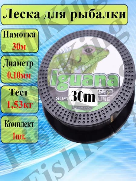 Леска для рыбалки IGUANA монофильная 0.10мм/30м поводковая для спиннинга и удочки/Леска для ЛЕТНЕЙ и ЗИМНЕЙ рыбалки.
