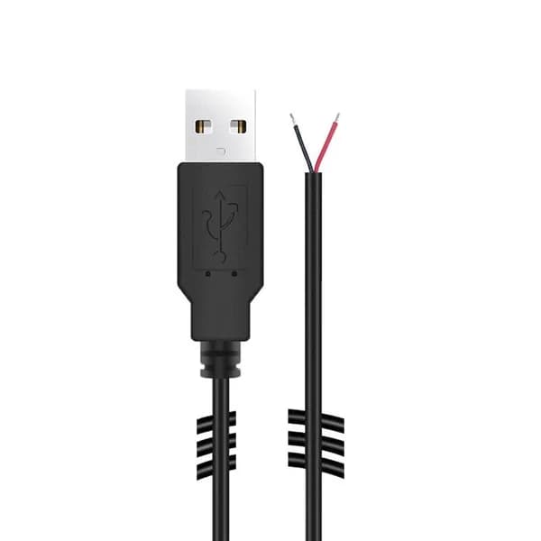Кабель питания 30 см/100 см/200 см, 22AWG, USB-папа, 2 контакта, голый провод, 5 В, удлинитель зарядного шнура для светодиодного вентилятора