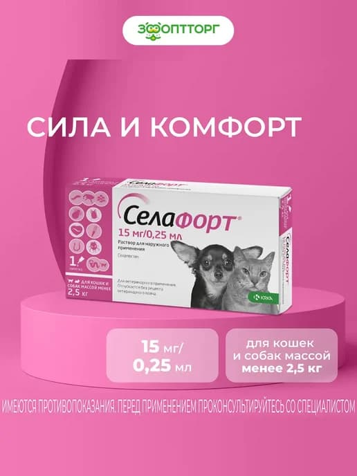Препарат от блох и клещей для кошек и собак, 0,25 мл