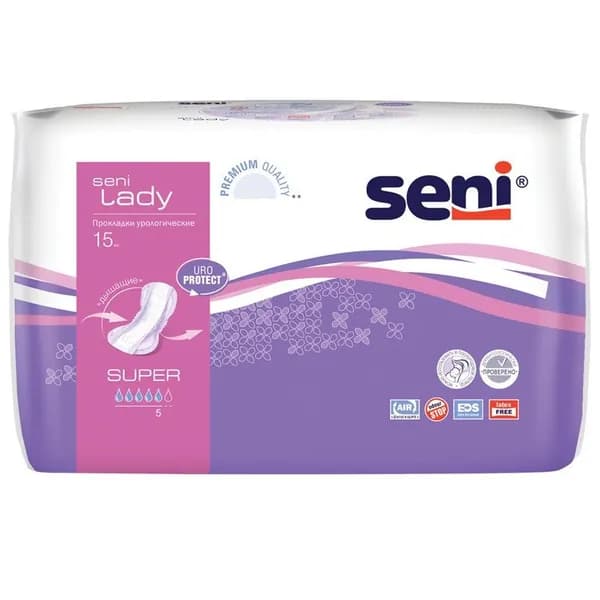Seni Lady Прокладки урологические Super , 15 шт, 4 уп/