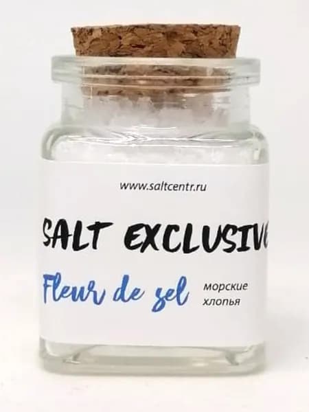 Соль мадагаскарская SALT EXCLUSIVE Fleur de sel соляные хлопья, 30 грамм, стекло