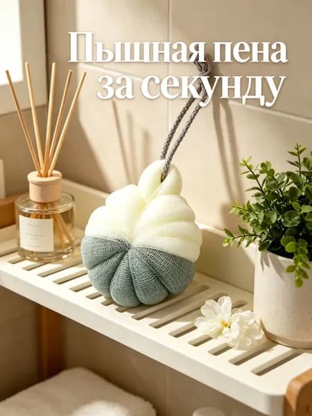 Мочалка для душа в форме тыквы мягкая пышная сетчатая банная губка с петлей для подвешивания, быстро образует пену, гипоаллергенный материал для ухода за кожей