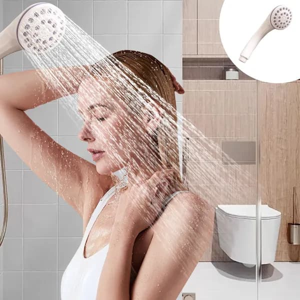 Душевая лейка ручная пластиковая, для холодной и горячей воды, белая