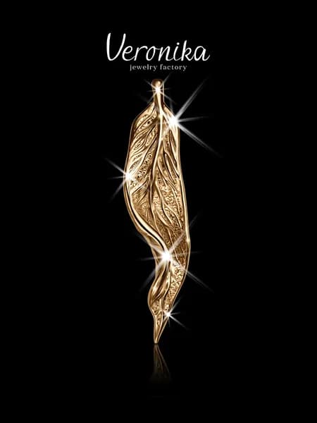 Подвеска серебро 925 пробы позолоченное Лист Листочек Veronika jewelry factory