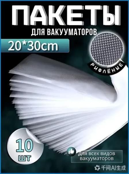 Пакеты для вакууматора, рифленые 20*30, набор 10 штук