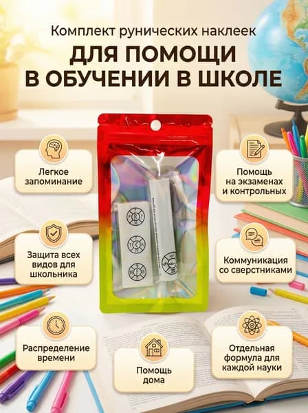 Набор рунических наклеек для помощи в школе