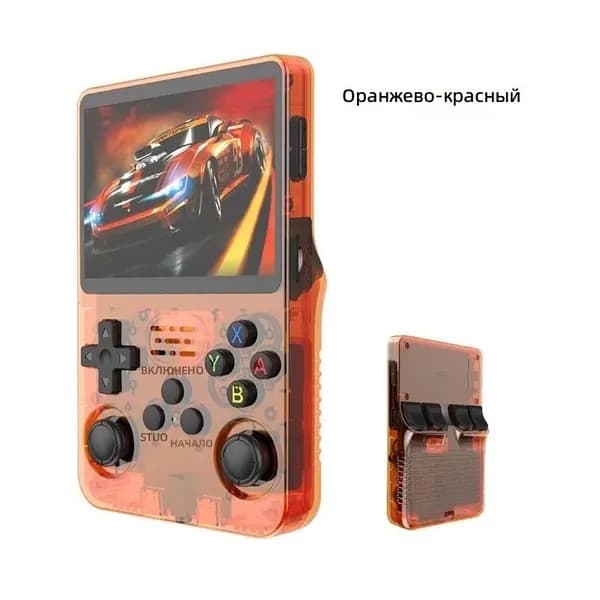 Портативная игровая консоль R36S с Android, 128 ГБ, оранжевая прозрачная версия