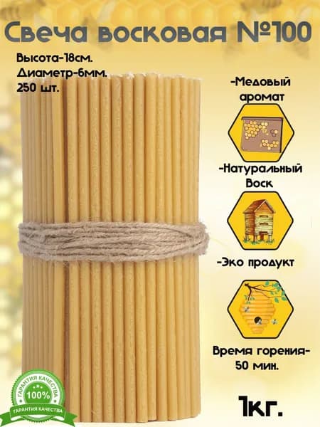 Свечи церковные, 18 см х 0.6 см, 250 шт