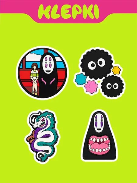 KLEPKI Джибитсы "Хаяо Миядзаки" для crocs, сабо, набор 4шт, джиббитсы для крокс