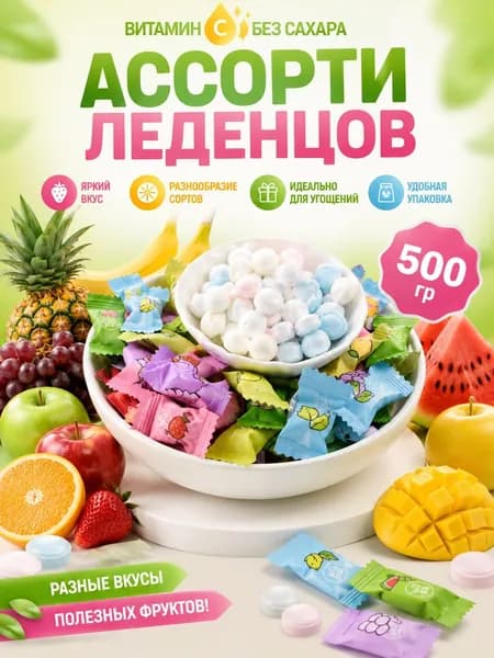 Конфеты леденцы освежающие,мятные, с витамином С ,CANDY 250 г