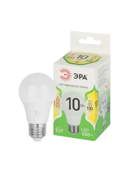Лампочка светодиодная ЭРА GREEN LINE Б0067118 LED A60-10W-830-E27 GL E27 10 Вт груша теплый свет