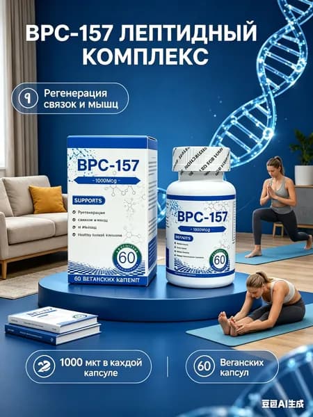 BPC-157 пептиды для восстановления связок и суставов, 1000мкг - комплекс аминокислот для регенерации тканей и роста мышц, 60 капсул.