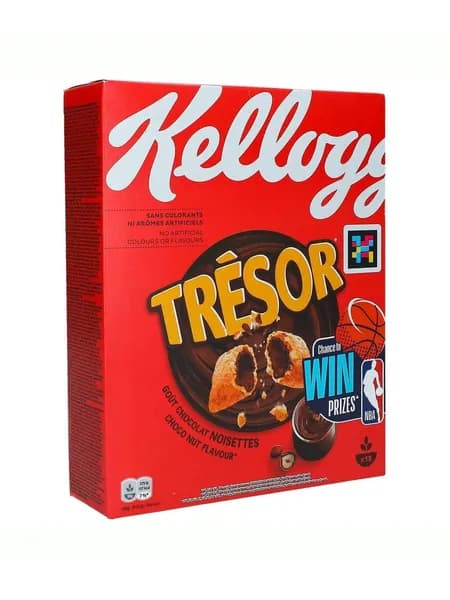 Kelloggs Tresor Choco Nut Германия, Сухие завтраки, подушечки с шоколадно-ореховой начинкой, хрустящие, для завтрака, 410 г