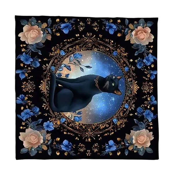 Скатерть для таро с кошками и цветами, - B 60x60 см