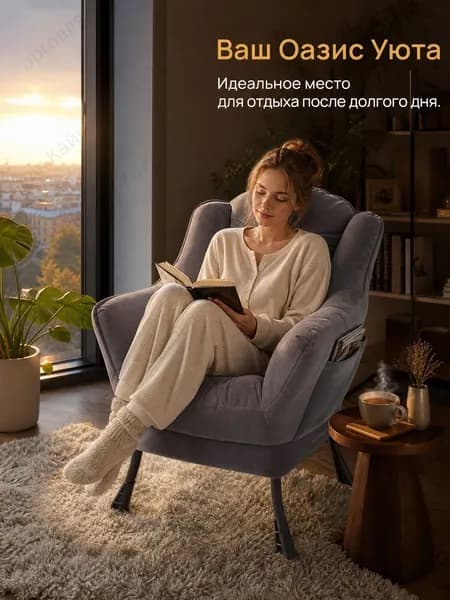 Кушетка, механизм Реклайнер, 68х40х85 см,серый