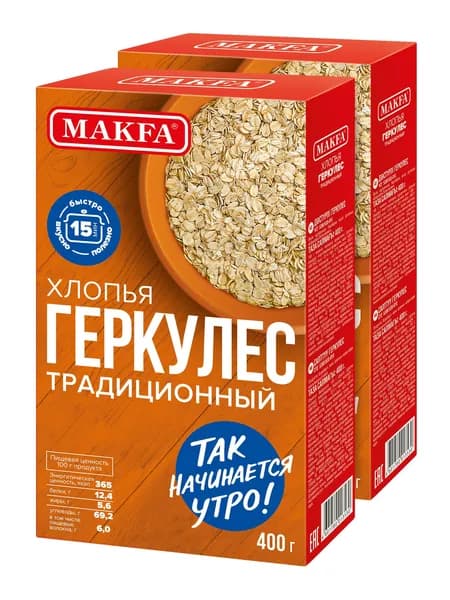 Геркулес Традиционный "MAKFA" 400 г х 2 шт