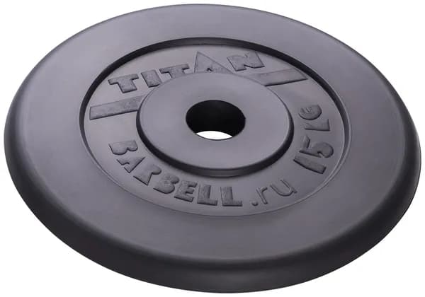 Диск (блин) обрезиненный TITAN Barbell 15 кг (d51)