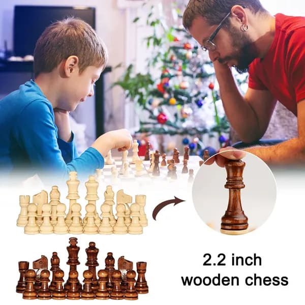 Деревянные шахматы на 32 фигуры без доски