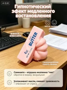 Набор мягких антистресс игрушек PU "Масло" 14 см, медленно восстанавливающая форма, сквиш для снятия стресса и тревоги