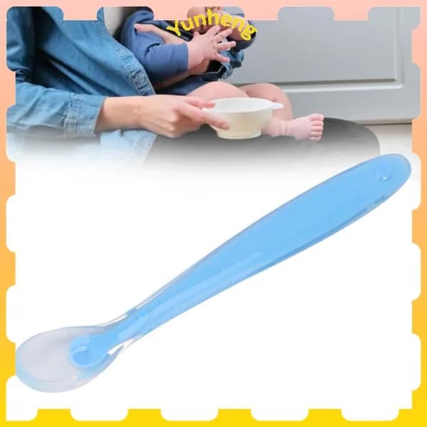 Baby Silicone Spoons, удобные и безопасные, для обучения кормлению детей синий