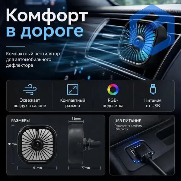 Вентилятор автомобильный, 2.5 Вт