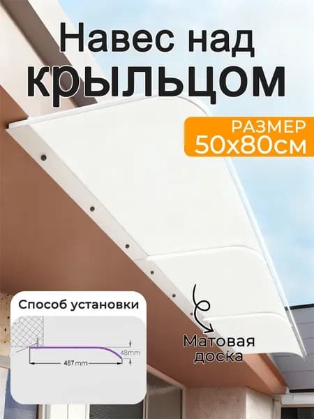 Навес на крыльце, матовая доска (устанавливается по нижнему краю)