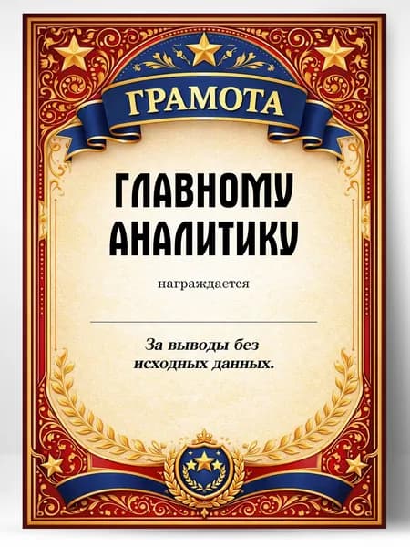 Грамота диплом в подарок - Главному аналитику