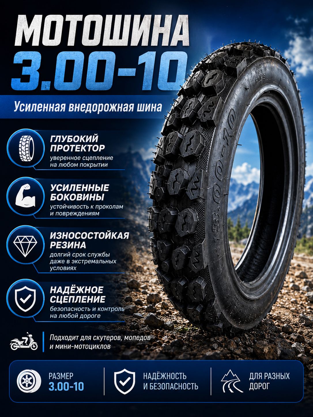 DDCLT Мотошины  3.00/70 R10 47 J Front/Rear
