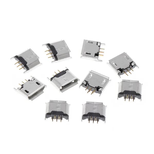 10 Шт. Разъем-розетка Micro USB Type B с 5-контактным разъемом для пайки SMD SMT на 180 градусов