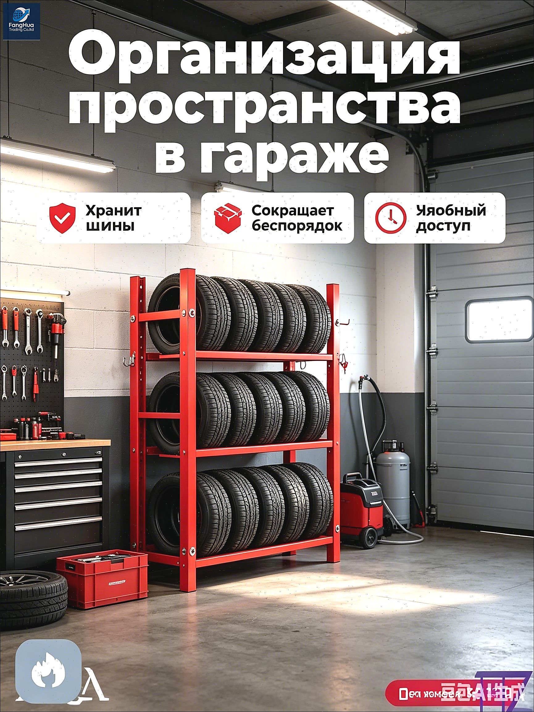 Подставка для шин RC 1/10 из алюминиевого сплава, стеллаж для 4 колес, красный держатель