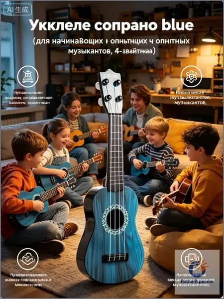 укулеле сопрано мини blue (для начинающих и опытных музыкантов, гавайская гитара) 42 см / музыкальные инструменты детские