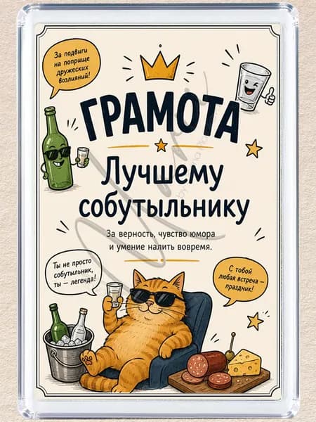 Магнит на холодильник "Грамота лучшему"