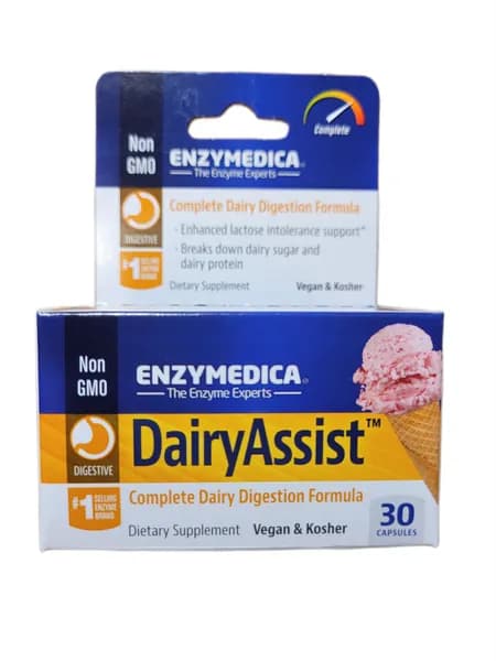 Enzymedica, Dairy Assist, Ферменты от газов и вздутия живота, Поддержка непереносимости лактозы,30 капсул