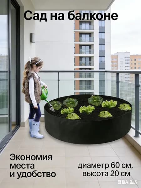Детские игрушки, играющие в садовников/Набор из 2 грядок для балконного огорода, диаметр 60 см, высота 20 см. Прочная и функциональная, подходит для долговечного использования