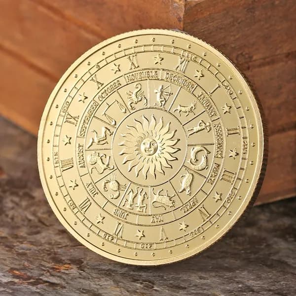 Золотистая памятная монета Рак , 40 мм, двусторонняя, рельефная