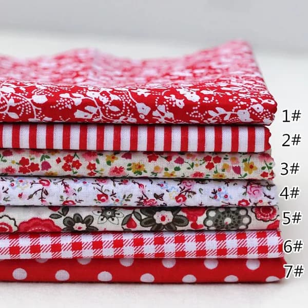 Цветочная печать хлопке Ткань patchwork 7 шт размером 25х25 см