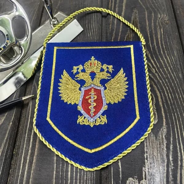 Вымпел ФСКН РОССИИ вышитый 13х16 синий