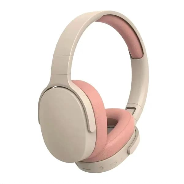 Наушники беспроводные с микрофоном, Bluetooth, светло-розовый