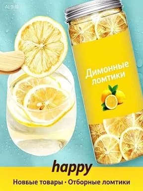 Сушеные лимонные дольки, натуральные, для чая и напитков, 20 г
