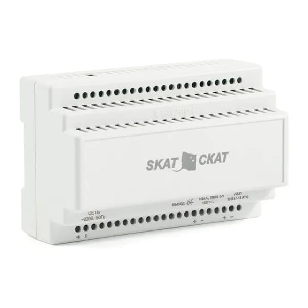 ИБП исполнения DIN (580) Бастион SKAT-12-3.0 DIN (СКАТ ИБП-12/3-DIN) источник питания 12В 3А пластиковый корпус под DIN рейку 35 мм