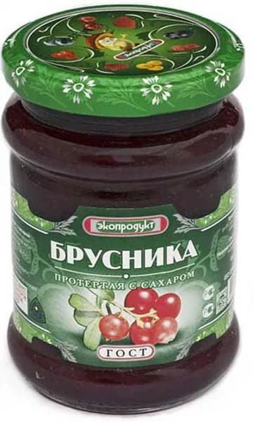 Брусника Экопродукт, протертая с сахаром, 320 г