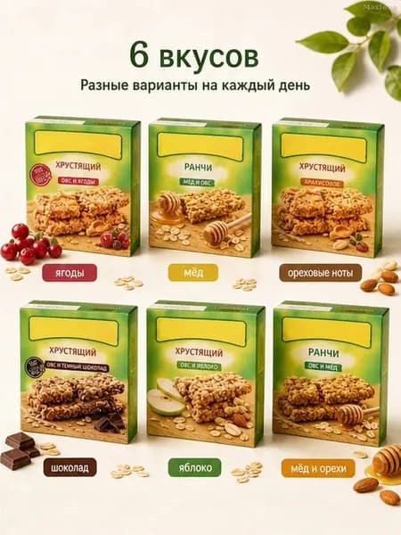 Продукт из цельного овса с медом, темным шоколадом и миндалем, 210 г